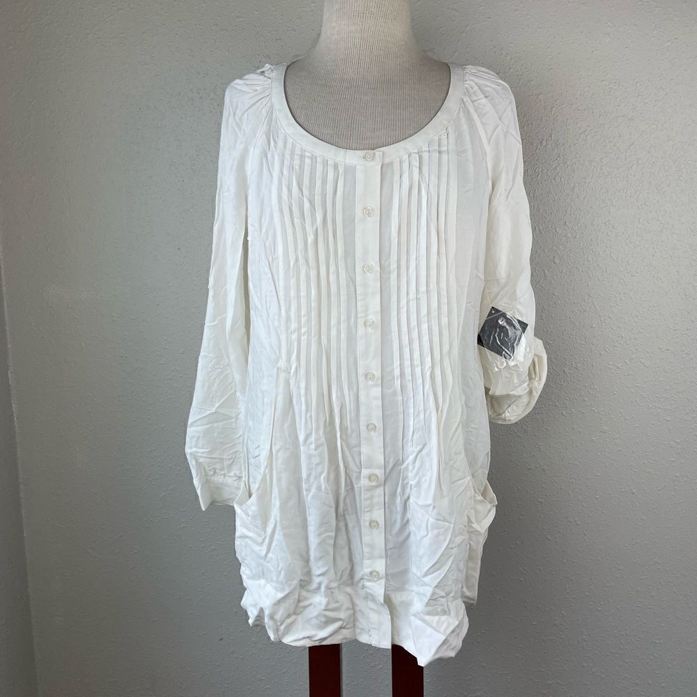 NWT JW Styles White Tunic Top Size M